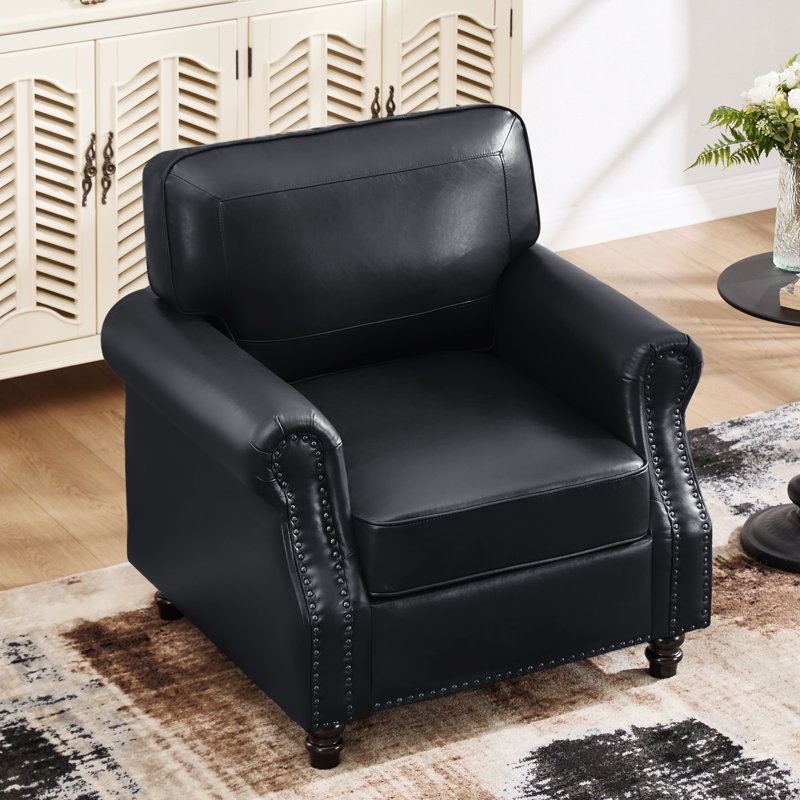 Fauteuil en similicuir Amarius, Noir