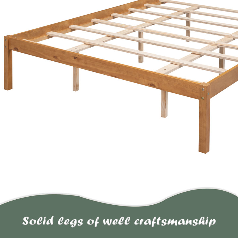 Base de lit plateforme avec tête de lit, Grand lit, Chêne
