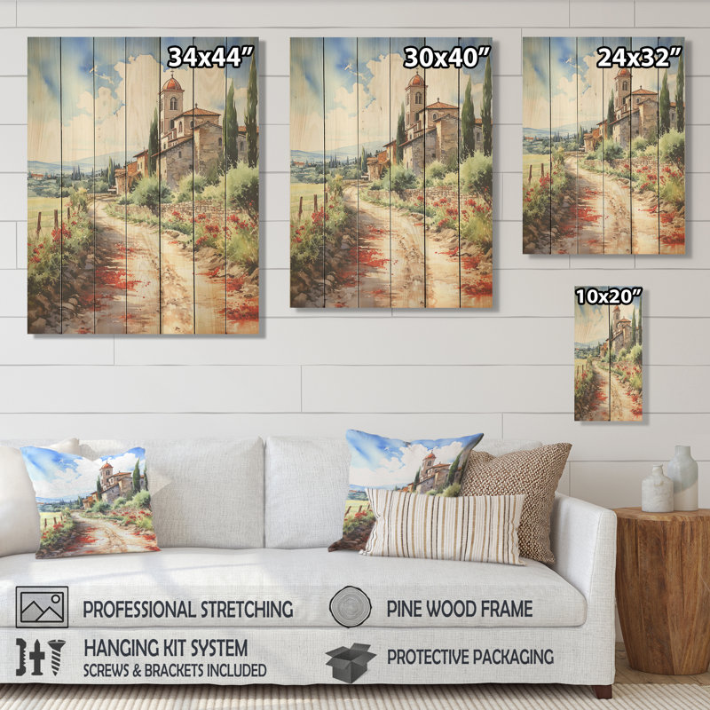 Italian Village Charm II - Italie sur bois, H 20 po x l 10 po