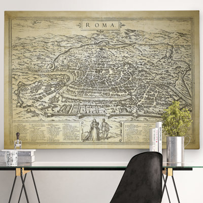 " Antique Rome "Roma" Map "