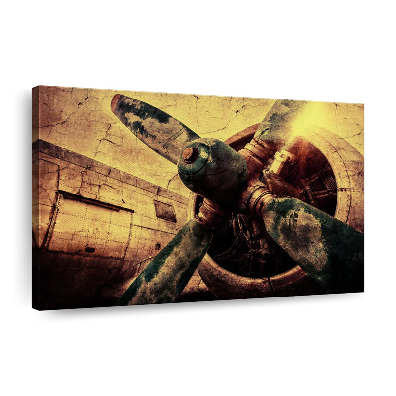 Hélice d'avion grunge - impression sur toile tendue, H 8 po x l 12 po x P 1 po