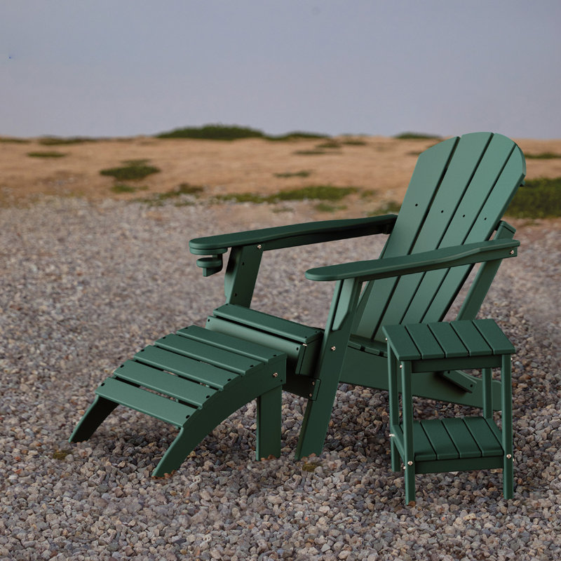 HDPE Outdoor Adirondack Side Table, Green
