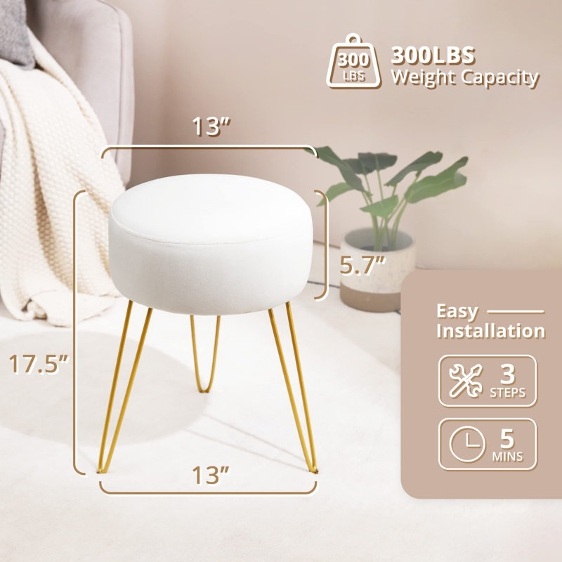Tabouret de coiffeuse, tabourets de coiffeuse blancs pour salle de maquillage