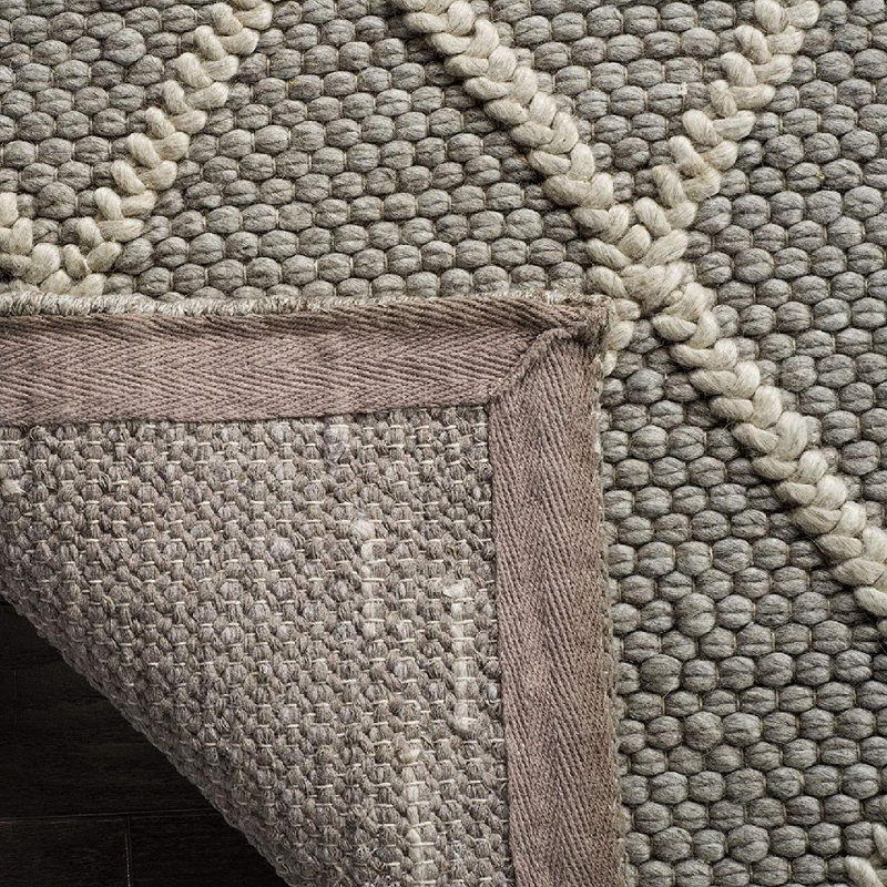 Russo Hand Woven Wool/Viscose Geometric Rug in Gray, Rectangle 3' x 5'