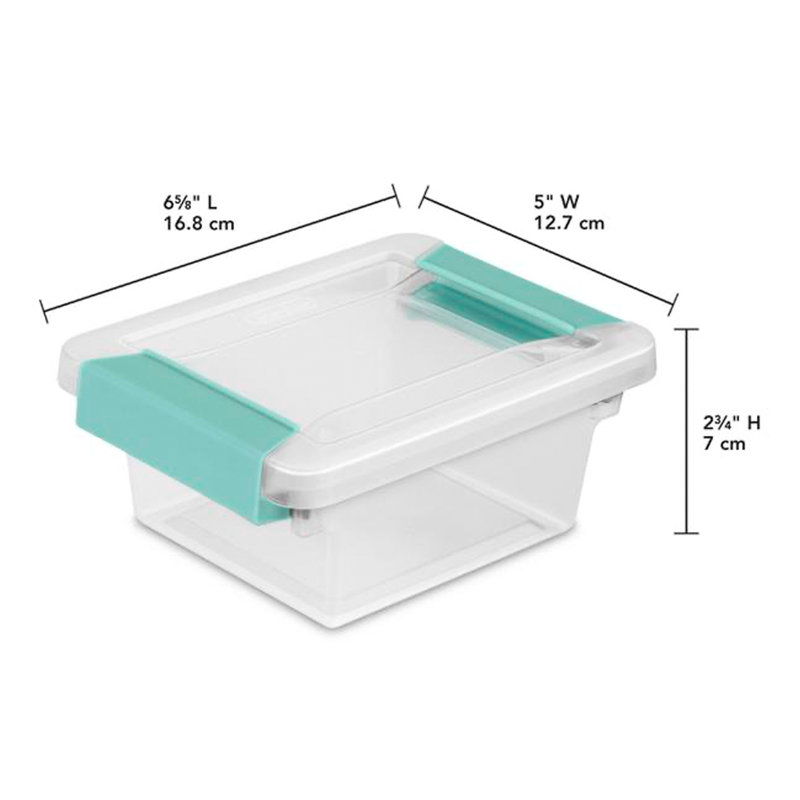 Sterilite Plastic Stackable Storage Bin w/Clear Latch Lid, 12, 0.3947 quarts