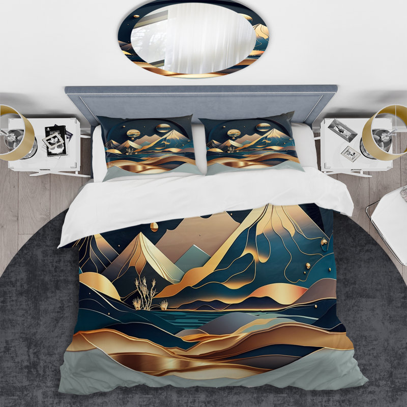 Ensemble de housse de couette en microfibre / polyester Dreamy Golden Mountain I Bedding