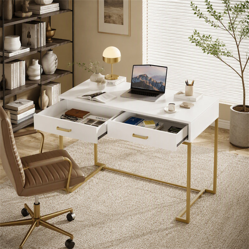 Bureau d'ordinateur de 99 cm avec tiroirs, bureau d'écriture moderne, bureau d'étude