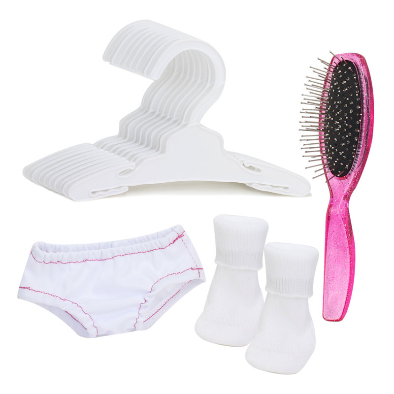 Doll Hangers, Hairbrush, Print Undies, and Ankle Sock
