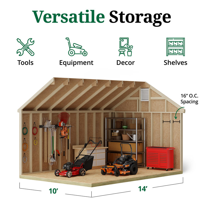Colonial Williamsburg Outdoor Wood Storage Shed, No, 10' W x 14' D