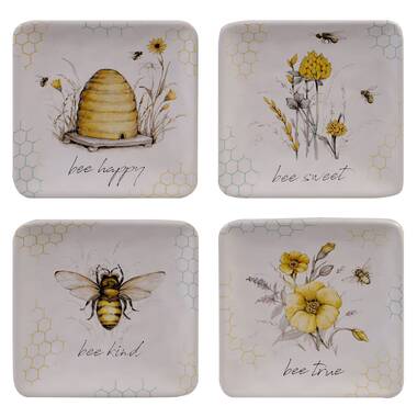 3 Tall Standing BEE THEMED Block SET With Honey Pot, Bee, and Beehive Tree,  for Bee Decor, Girl Decor, Shelf, Desk, Office and Home Decor 