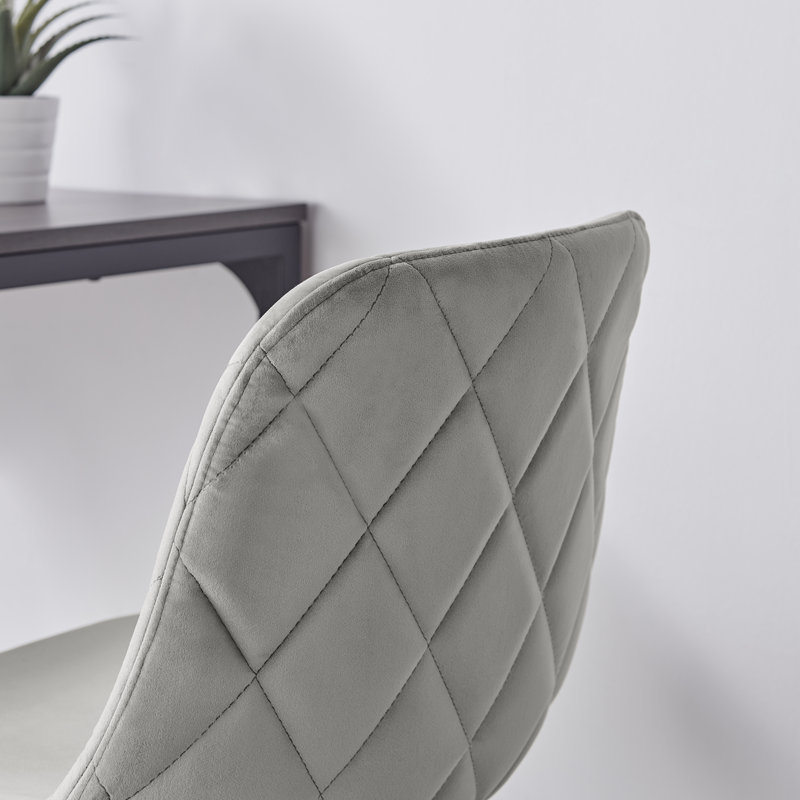 17 Stories Alexandrino Velvet Task Chair, Grey/Black