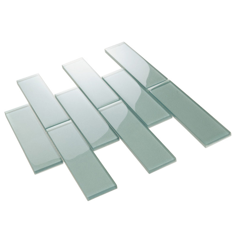 2X8 Subway Glass Mosaic Tile, Marine