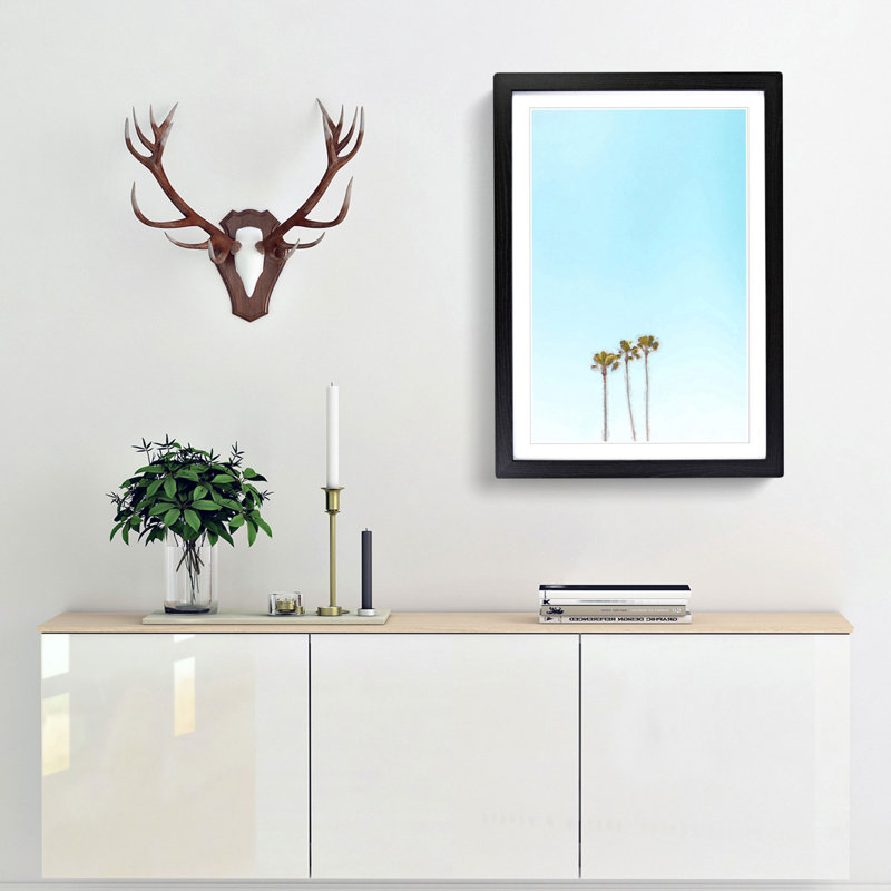 Summer Palm Trees - Framed Print, 36cm H x 27cm W x 2cm D, Black Framed