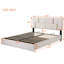 Grand lit avec rangement hydraulique - Revêtement beige sans sommier tapissier