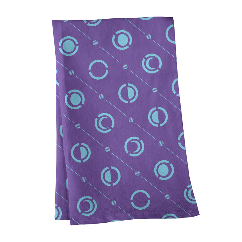 Torchon Moon phases, Mauve / ciel, Croisé en coton