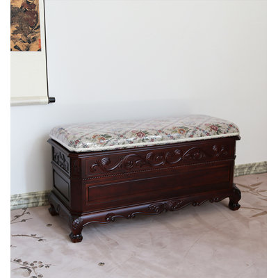 Carved Moth-Proof Camphor Wood Solid Wood Storage Ottoman