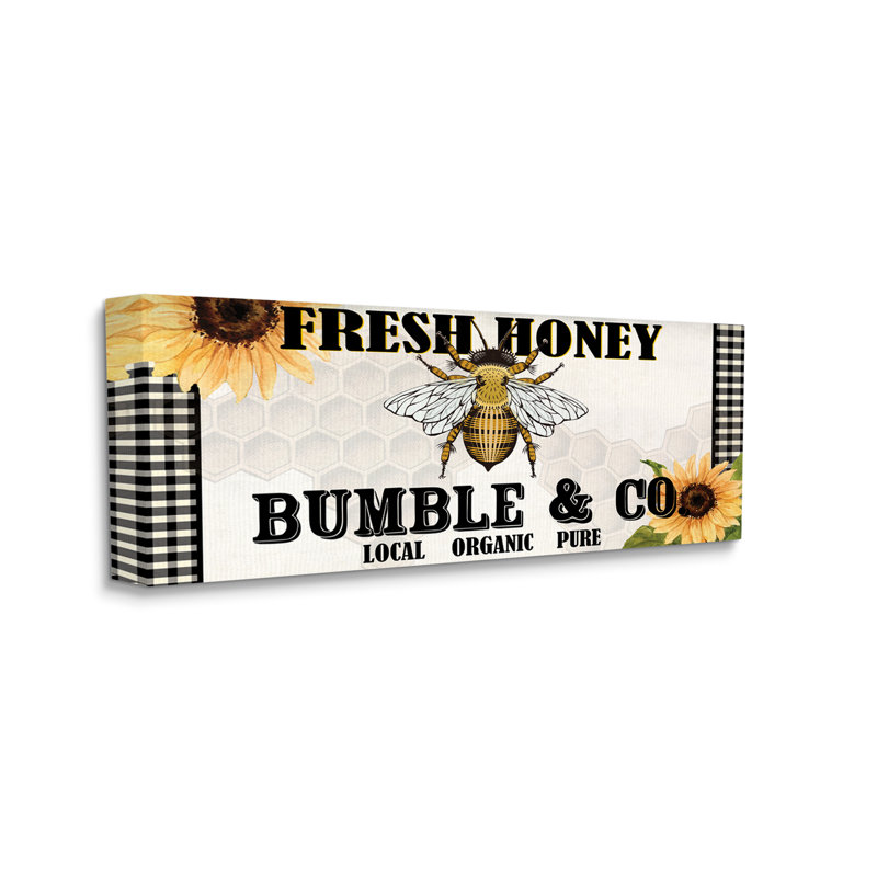 «Fresh Honey Bumble & Co.», publicité Tournesols - Abeille, Toile tendue, H 13 po x l 30 po x P 1,5 po