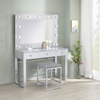 Coiffeuse avec miroir 3 tiroirs Trevor