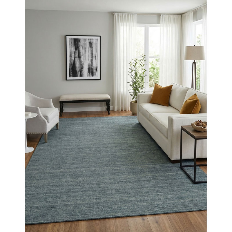 Masala Hand Loomed Abstract Area Rug in Slate/Ivory, Rectangle 9' x 12'