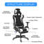 Blue Elephant Faux Leather Swiveling PC & Racing Game Chair with Footrest