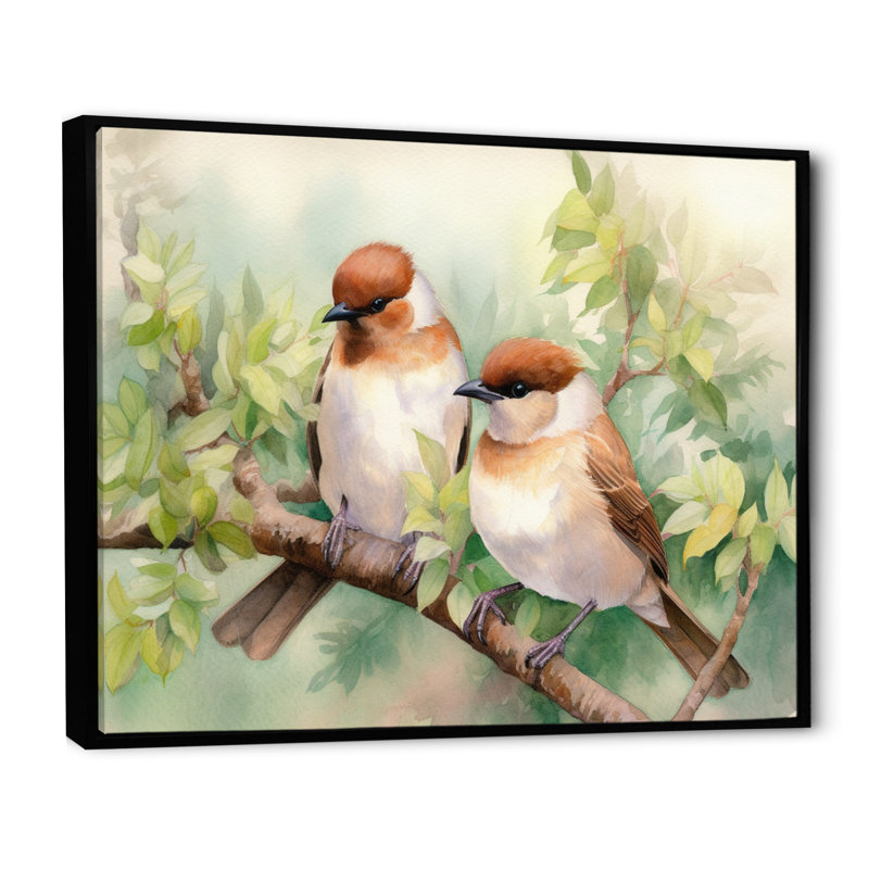 Oiseau sur toile, impression de jardin printanier, oiseaux du printemps IV, H 24 po x l 32 po x P 1 po, Cadre flottant noir