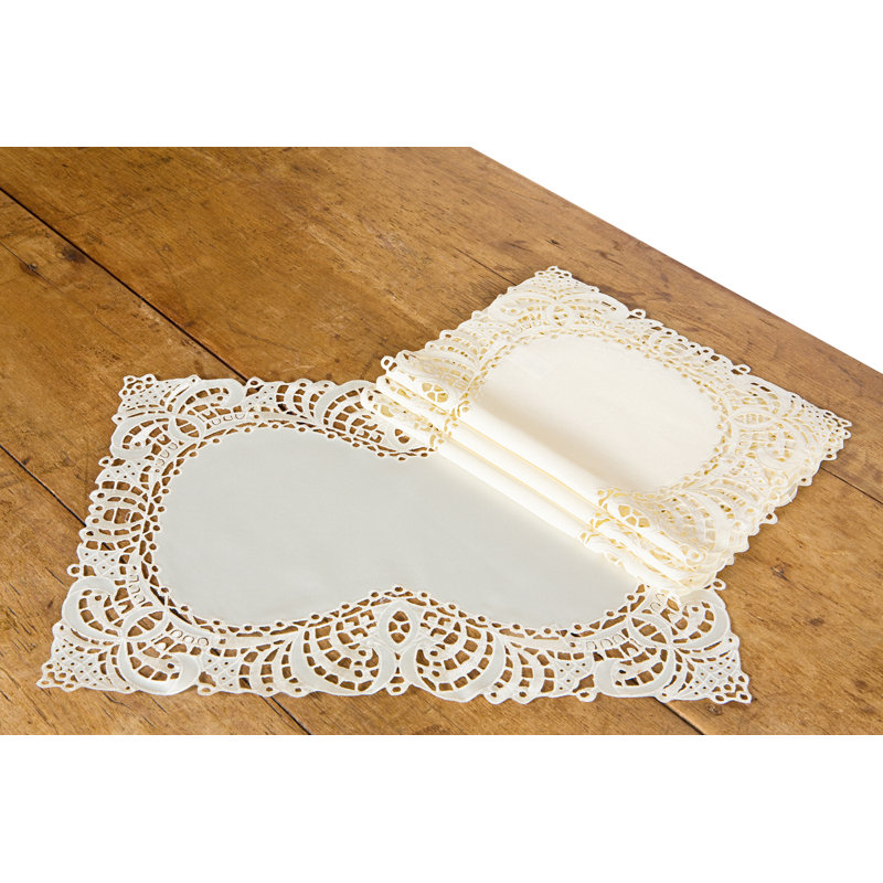 Wedgeworth Polyester Embroidered Rectangle Placemat, Ivory
