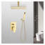 Système de douche plafonnier or brossé avec pomme de douche à pluie 10 "et douchette à main - Luminaire de salle de bain en laiton