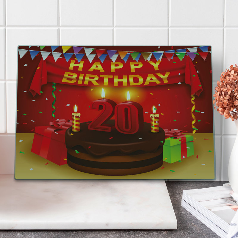 Ambesonne Colorful Cutting Board Large Size Birthday Boxes Flags Multicolor