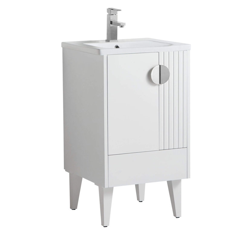 Ensemble de meuble-lavabo simple 20 po Saimah, Blanc mat, Chrome poli