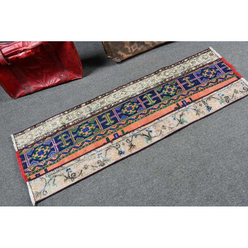 Tapis de couloir unique et unique fabriqué à la main pour un décor de style bohème dans des couloirs aux couleurs vives et aux motifs rétro complexes