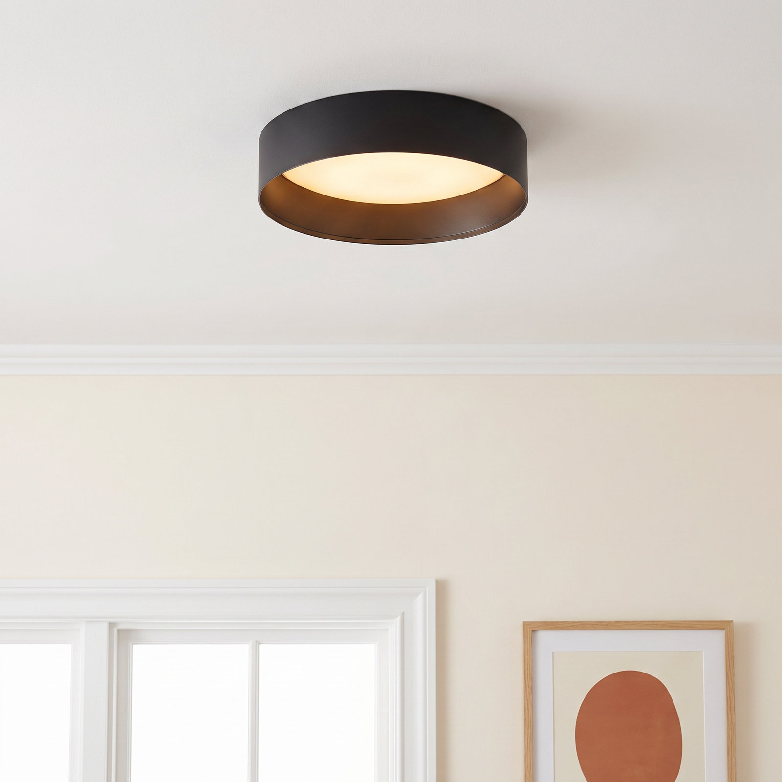 Nasser Single Light Flush Mount, Structured Black