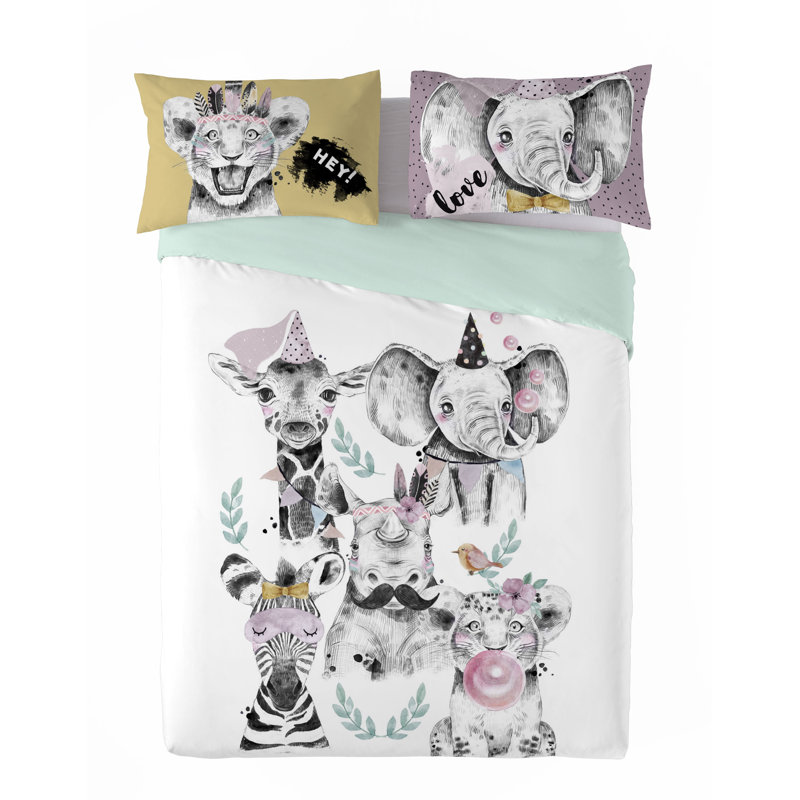 Ensemble de housse de couette en coton 3 pièces Lika (l 90 po x L 92 po), Housse de couette grand + 2 taies décoratives