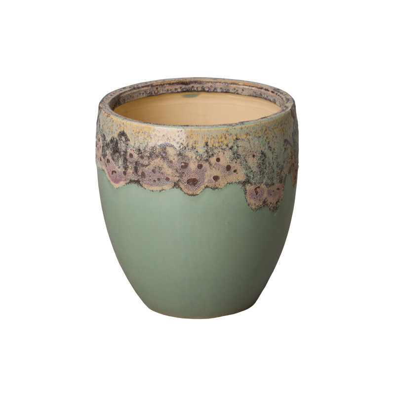 Handmade Ceramic Pot Planter, Spa Blue, 9'' H x 8'' W x 8'' D