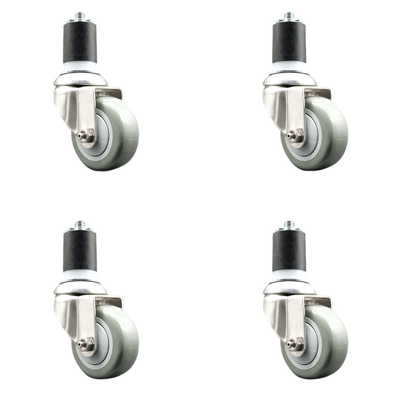 Roulettes pivotantes, gris, H 3,5 po x l 3,5 po