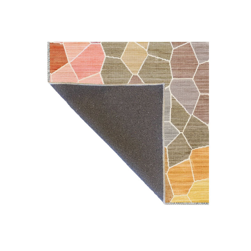 Tapis multicolore à motif de division de cristal décoratif moderne et lavable à la machine, Rectangle 2 pi 6 po x 4 pi 11 po