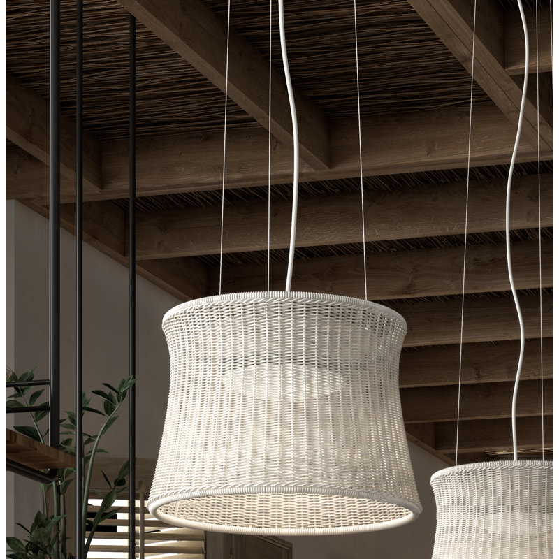 Luminaire suspendu cylindrique à 1 lumière Syra, Blanc naturel