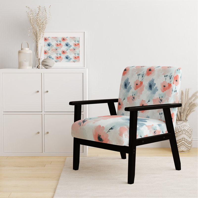 Chaise avec accoudoirs rouges Boho, Accoudoirs carrés noirs