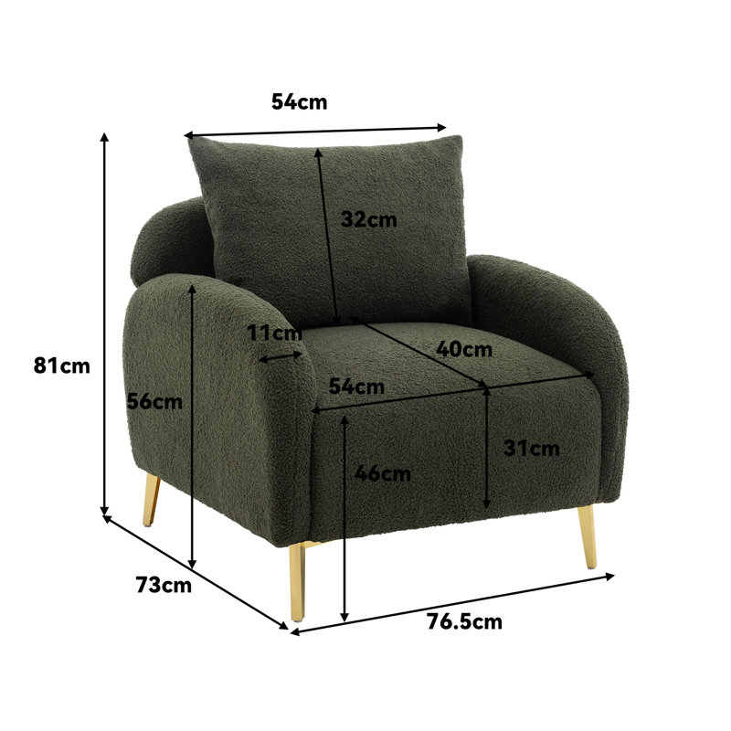 Fessenden Upholstered Armchair, Green Teddy