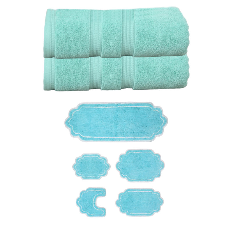 Ensemble de serviettes de bain 100% coton 2 pièces Talbert Collection et ensemble de tapis de bain 5 pièces, (ensemble de 7), chocolat