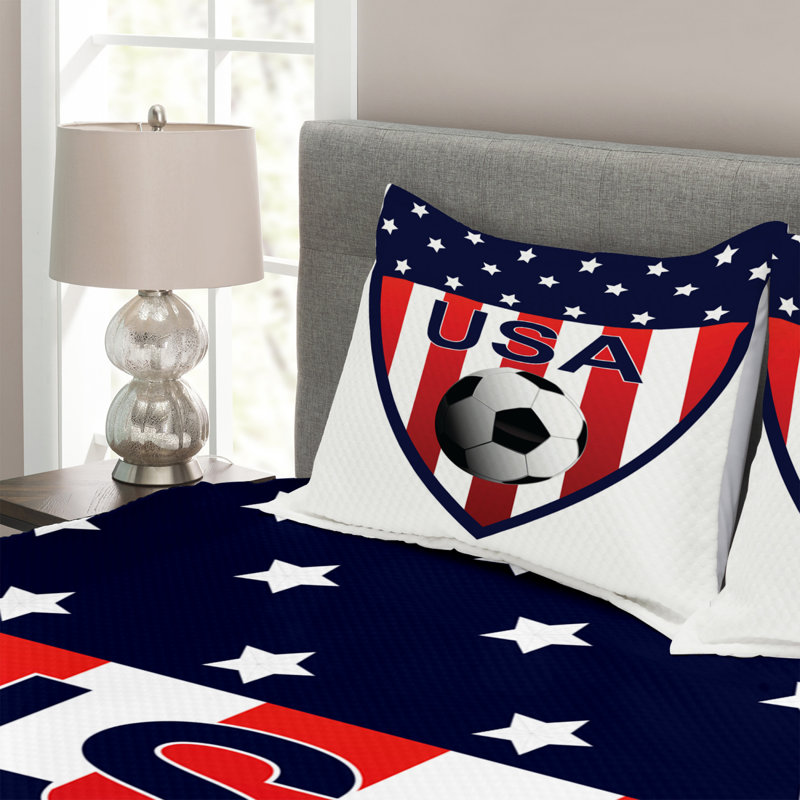 USA Bedspread Set with Shams, 220 x 264 cm
