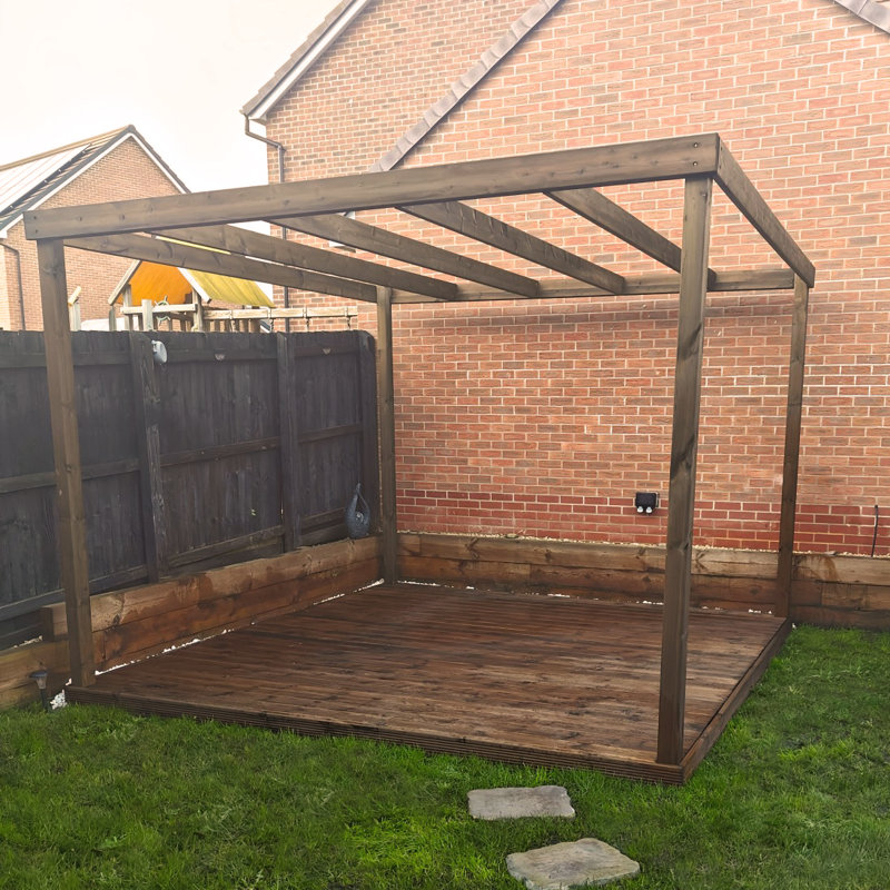 Janeigh Manufactured Wood Pergola, Rustic Brown, 270cm H x 300cm W x 300cm D