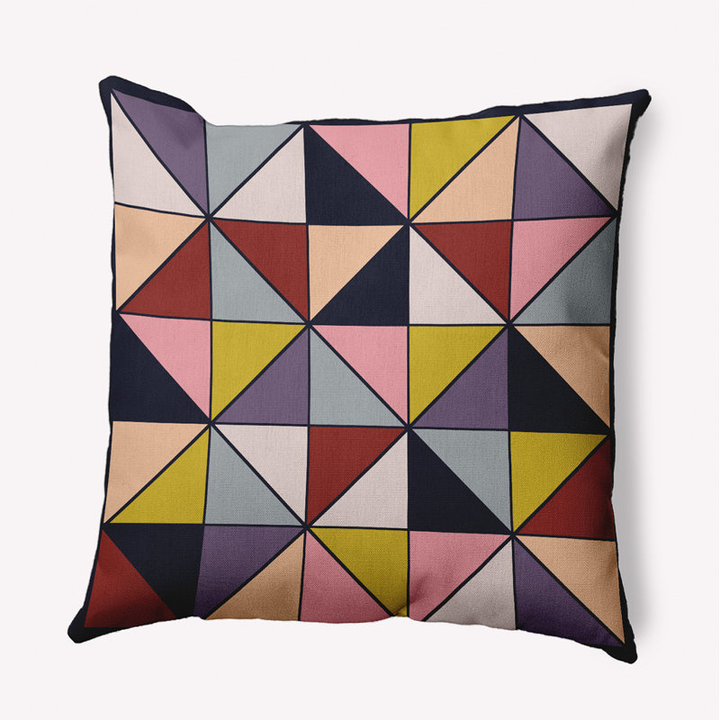 Coussin intérieur / extérieur Leafy Branch, H 16 po x l 16 po, Mauve / rouge / gris géométrique