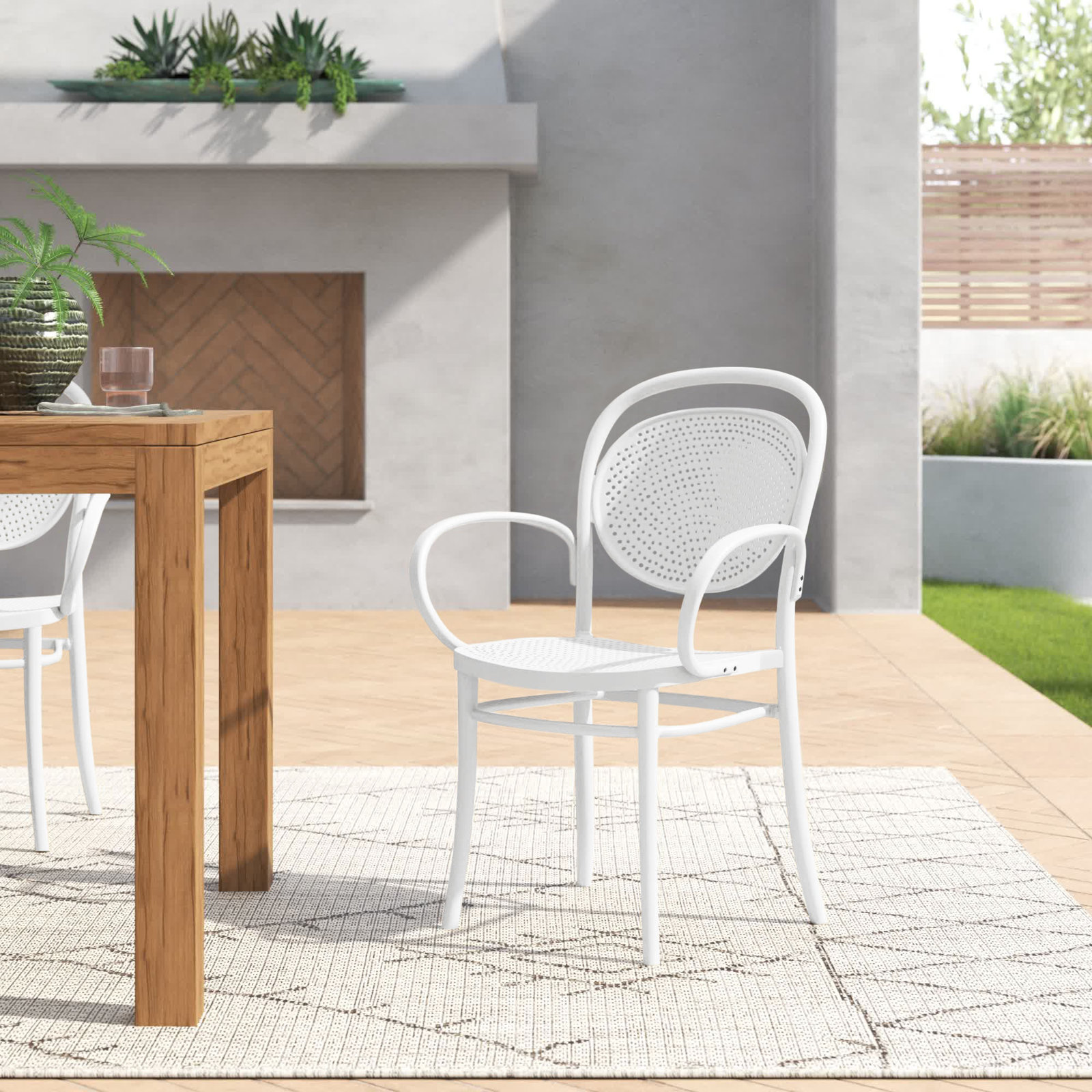 Farrah Stackable Patio Armchair, White