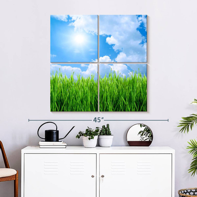 Harnek Grass Field Under Blue Sky, 32" H x 32" W