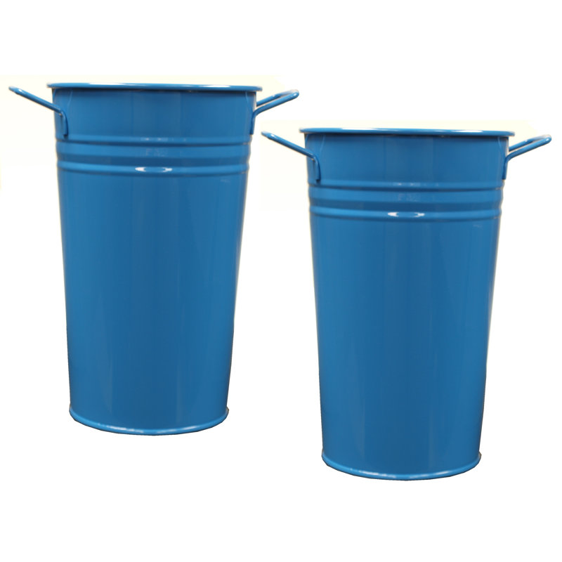 Handmade Metal Pot Planter, 9.5" H x 6" W x 6" D, Blue