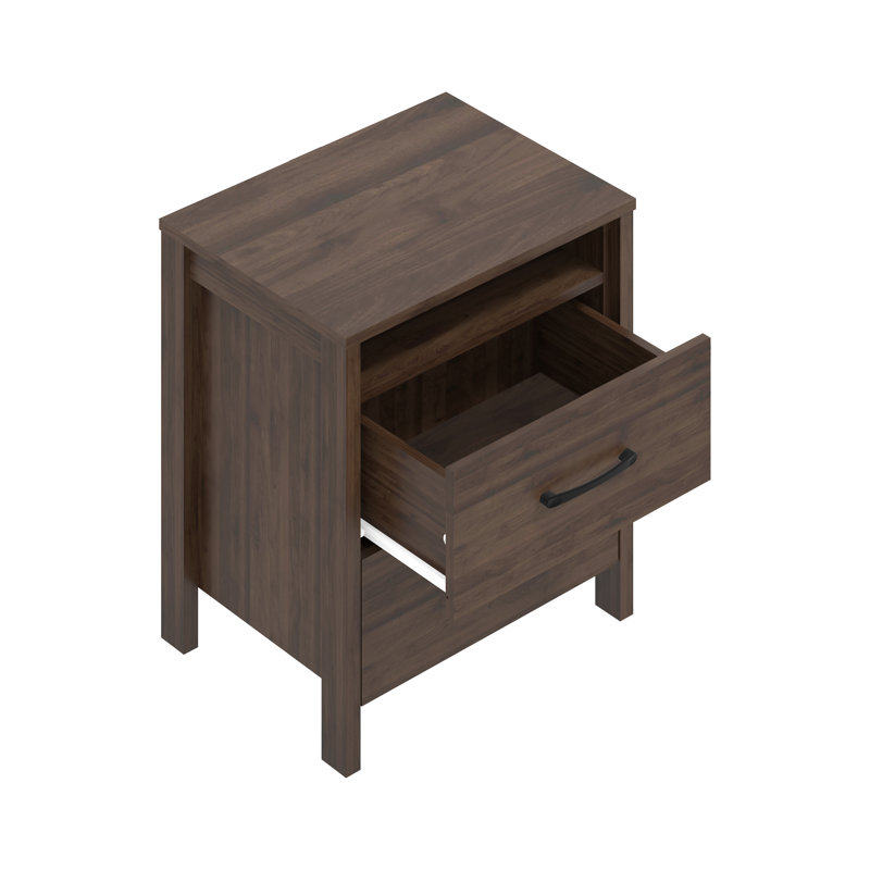 Chabot Modern 2-Drawer Nightstand Set Of 2, Royal Walnut