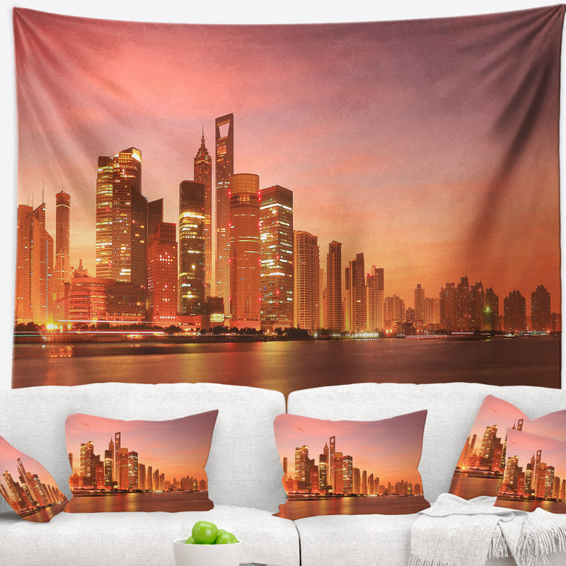Tapisserie «Cityscape Skyline at Dawn», H 50 po x l 60 po