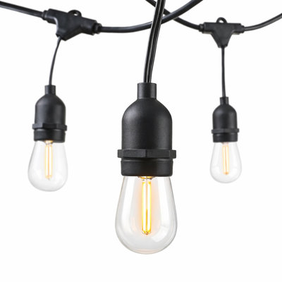 2-Pack 48 FT 24-Bulb Plug-In Outdoor Standard LED String Light Shatterproof Weatherproof Connectable Total 96 FT