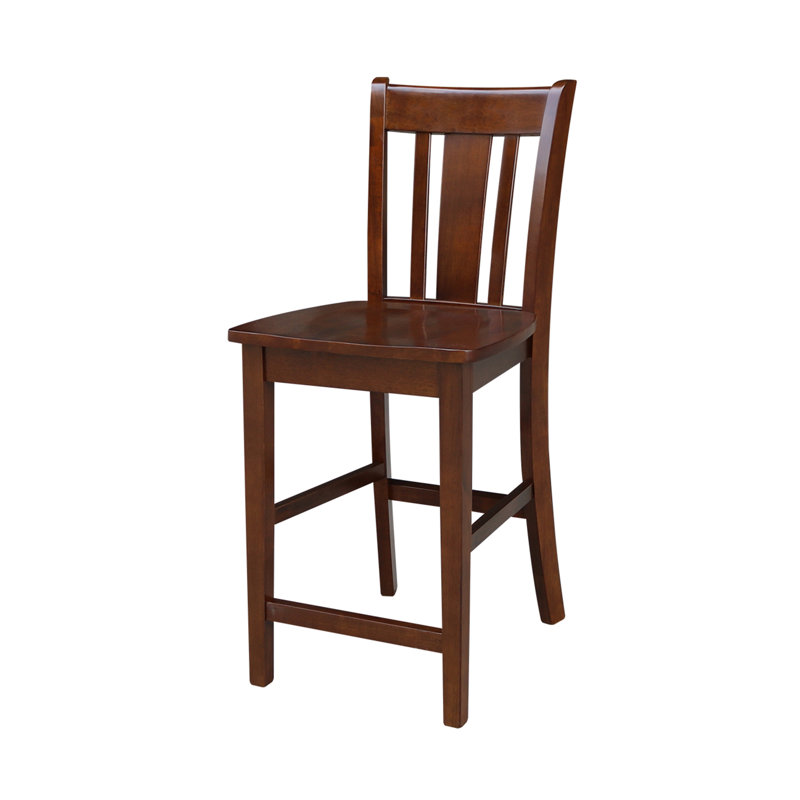  Tabouret de comptoir en bois massif Guzik, Tabouret de comptoir (siège d'une hauteur de 24 p, Espresso