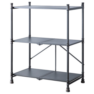 3 Console Table In Industrial Look - Foldable, Black/Bronze Metal And Synthetic Wood, Foldable For Easy Transport